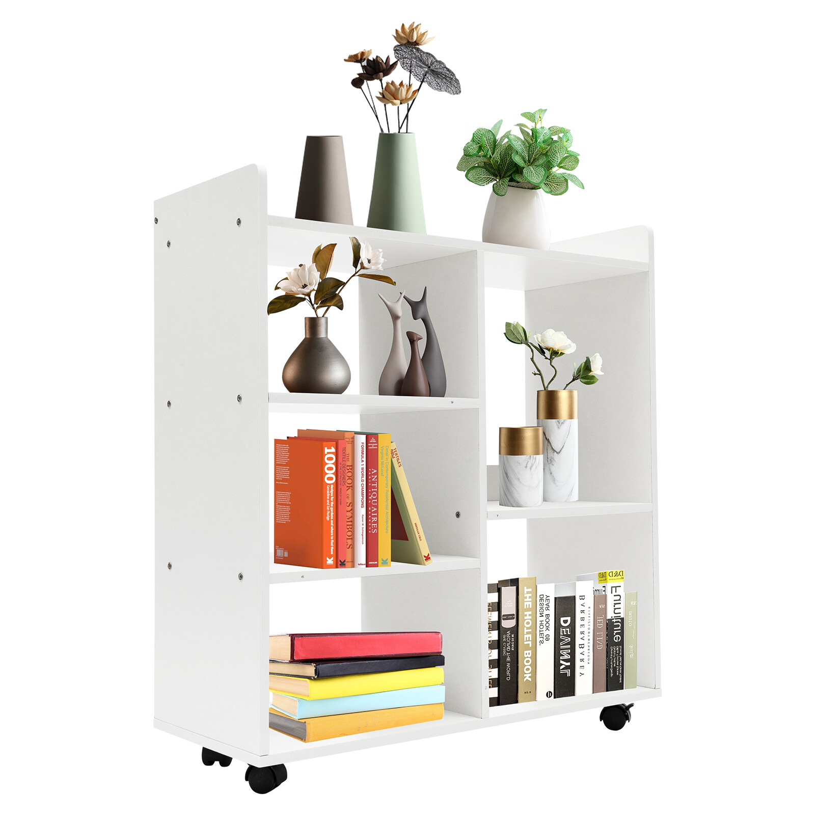 Mobile Printer Stand Rolling Office Scaner Cart Storage Shelf Warm White