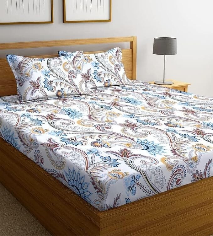 Cotton Double Bedsheet Set with 2 pillow covers bedsheet code 7