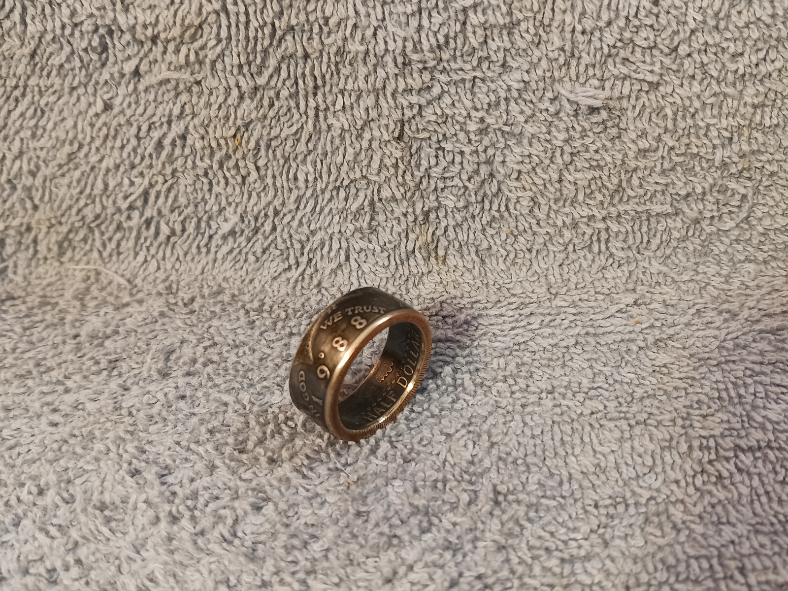 1988 Kennedy Half Dollars  size 9-/2 coin ring  Handmade mixed metals (B)