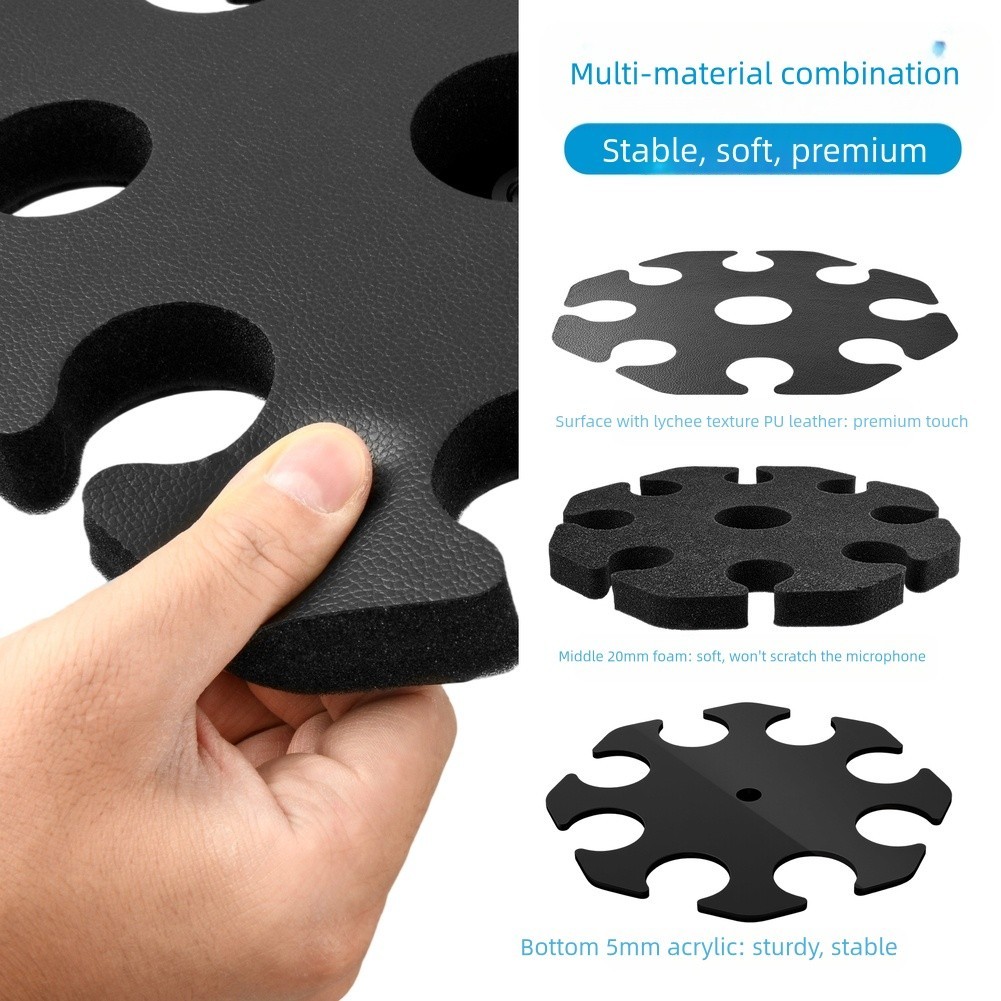 Multi Microphone Holder for 8 Microphones Black Finish for Professional Use