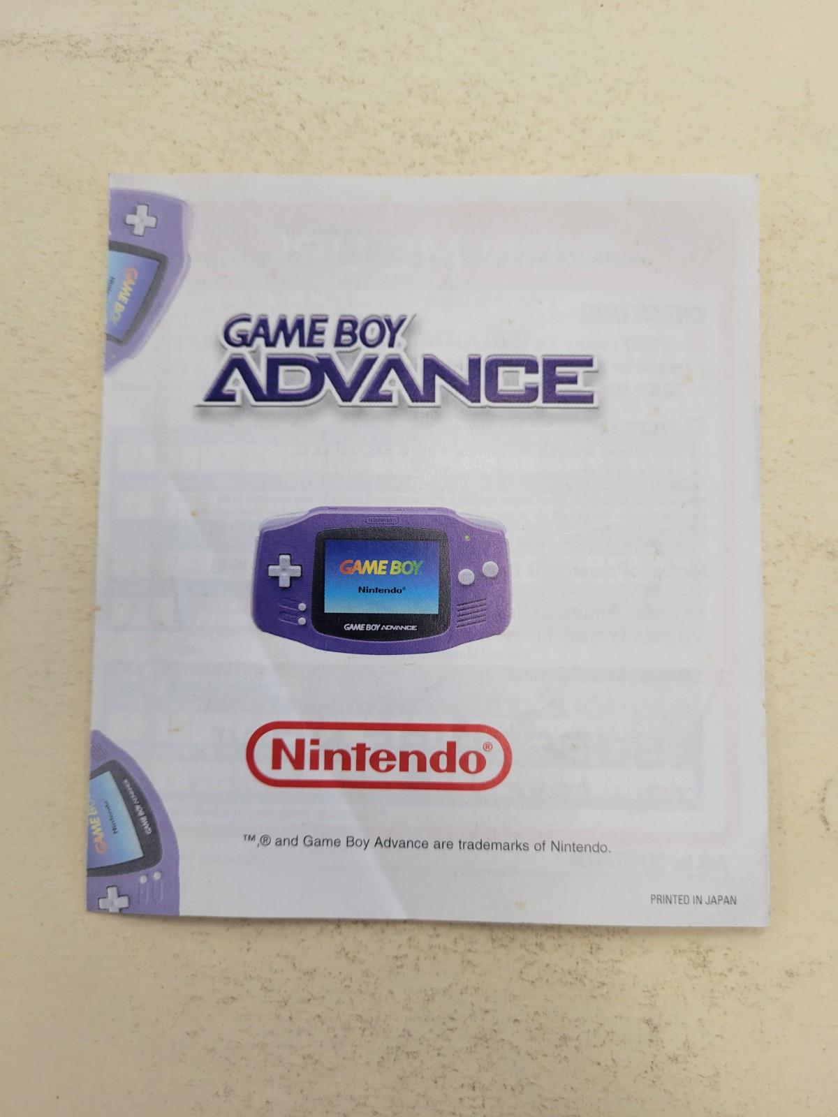 Gameboy advance Insert Hw-agb-usa
