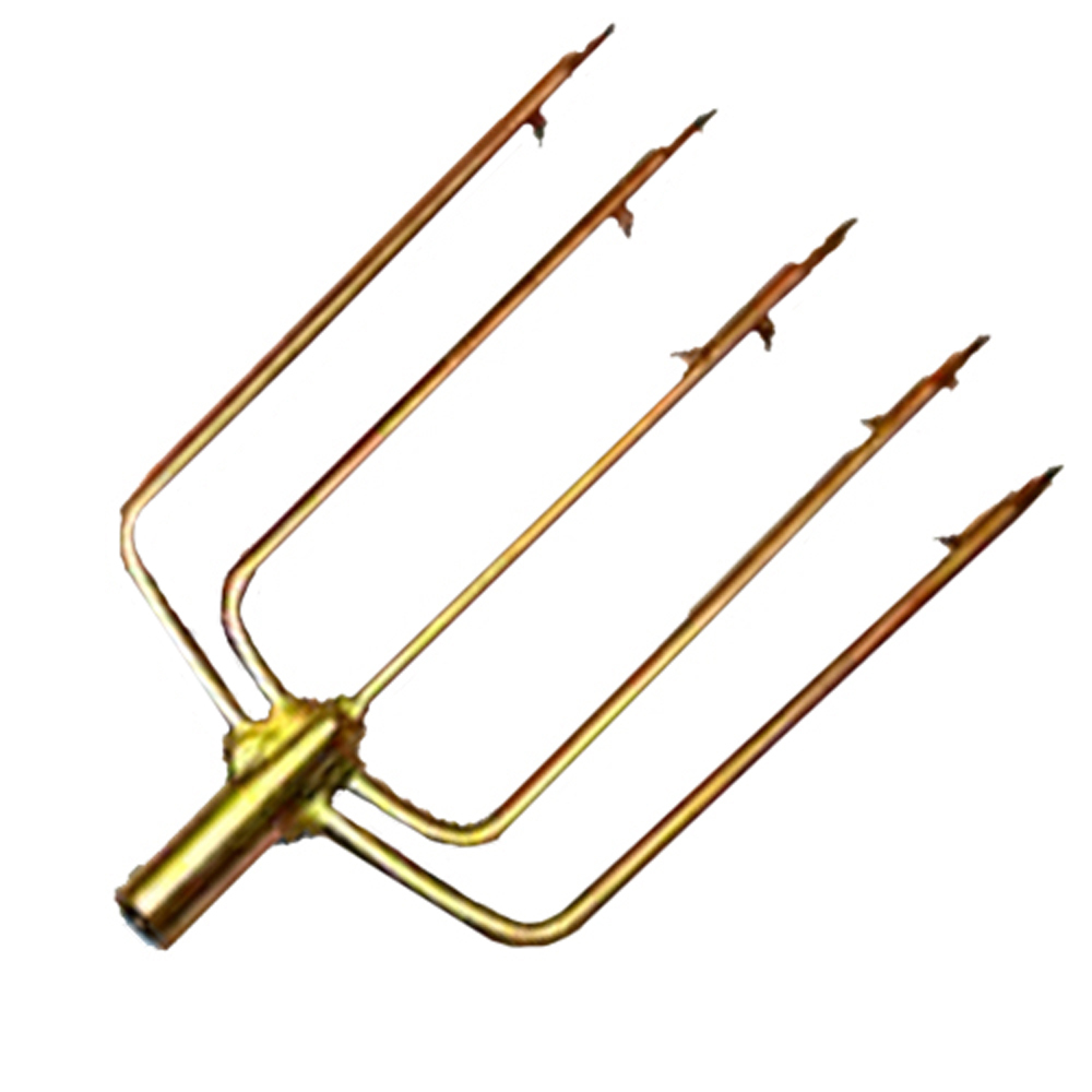 5 Prong Fork Spear Tip, 6mm Female Thread. 3.25 x 4