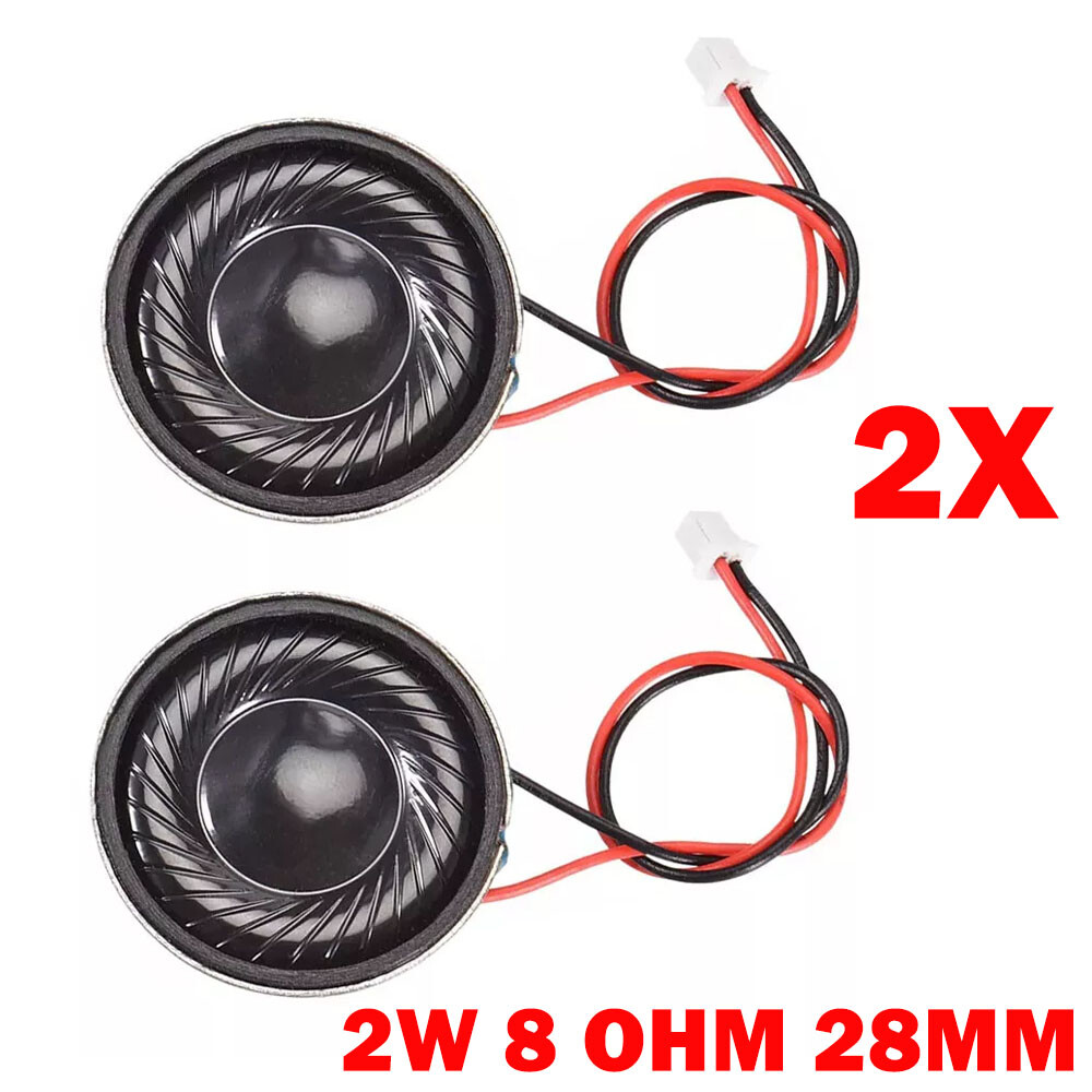 2x 2W 8 Ohm Micro Internal Speaker Magnet Loudspeaker 28mm Dia With Pin Wire US