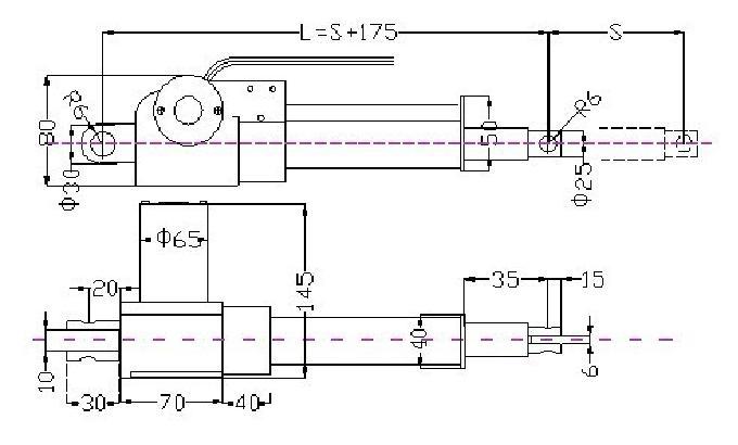 5 inch stroke linear actuator max 1320LBS12/24V DC max 30mm/s+two brackets