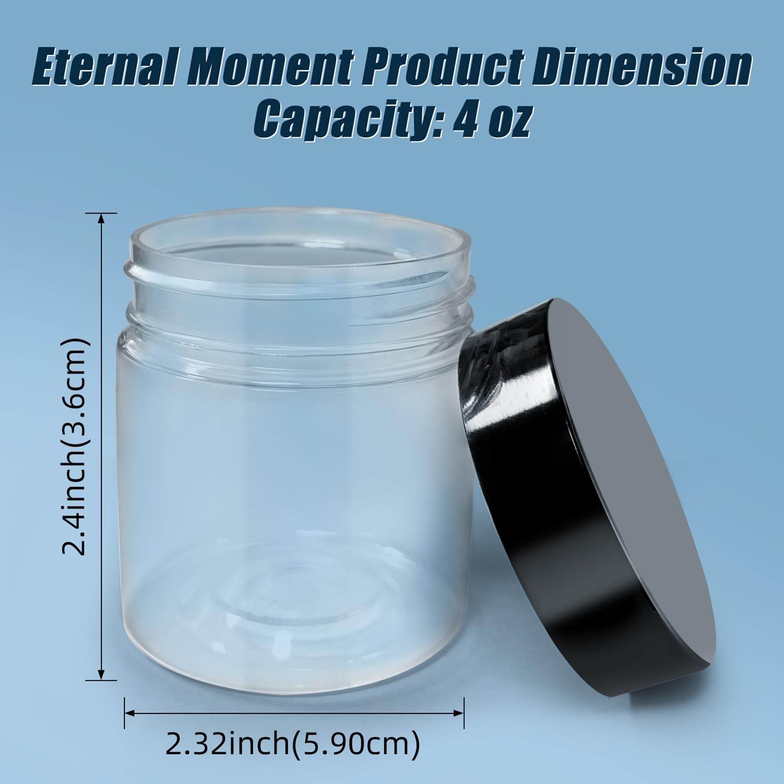 50 Pack 4 oz Clear Plastic Jars with Lids - Small/Mini Containers for Slime