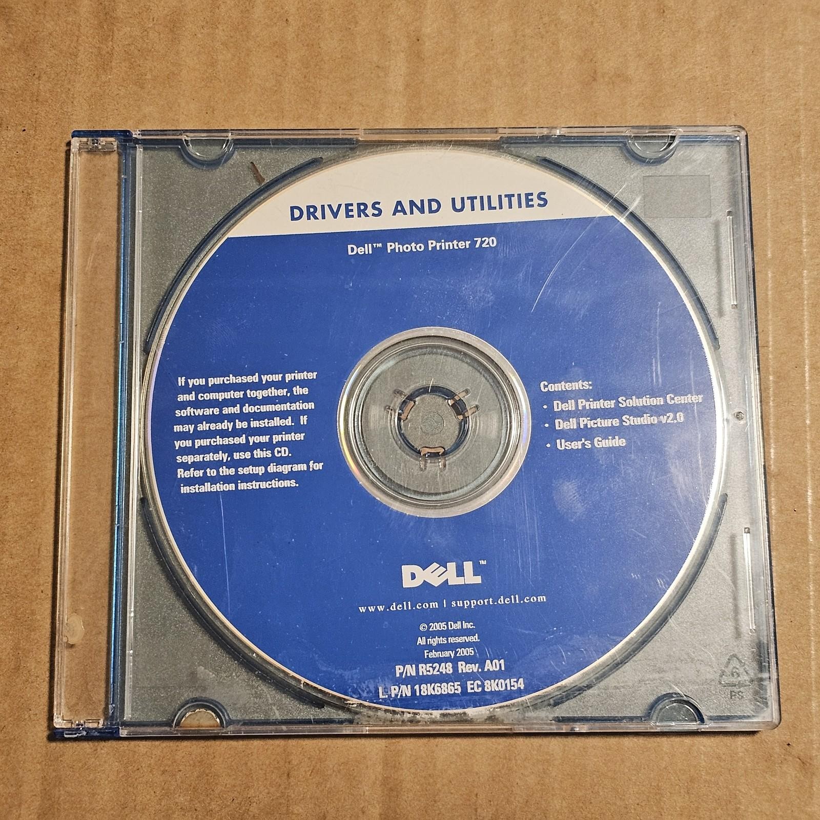 Dell PC CD-ROM Drivers & Utilities Dell Photo Printer 720 Installation Software