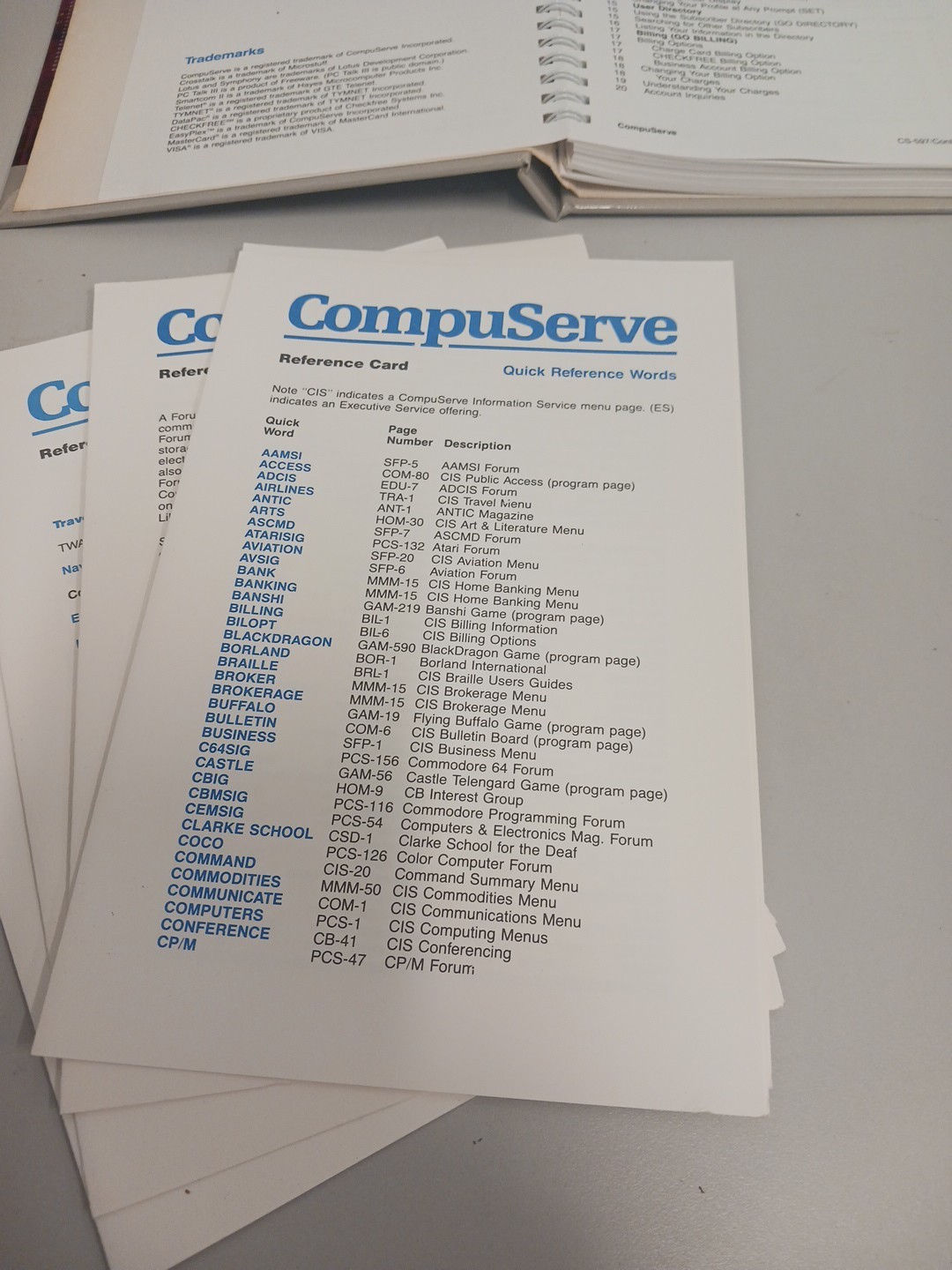 CompuServe Information Service Users Guide (1985) HC W/ Reference Cards