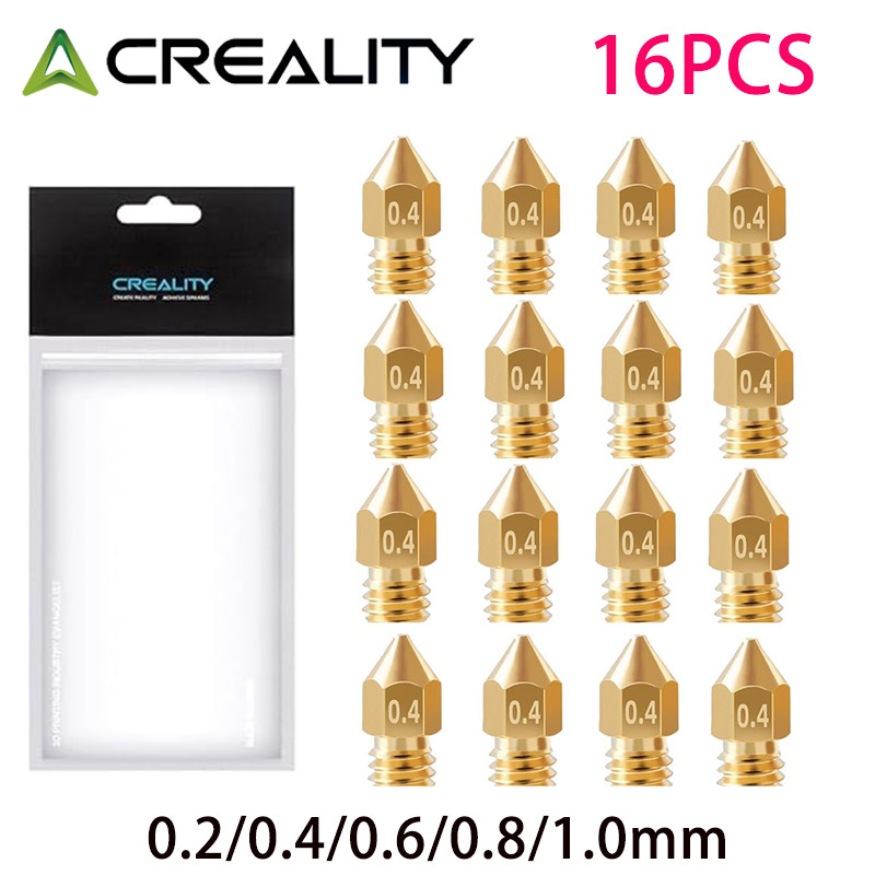 Creality MK8 Ender 3 Nozzles 16pcs 3D Printer Brass Nozzle 0.2/0.4/0.6/0.8/1.0mm