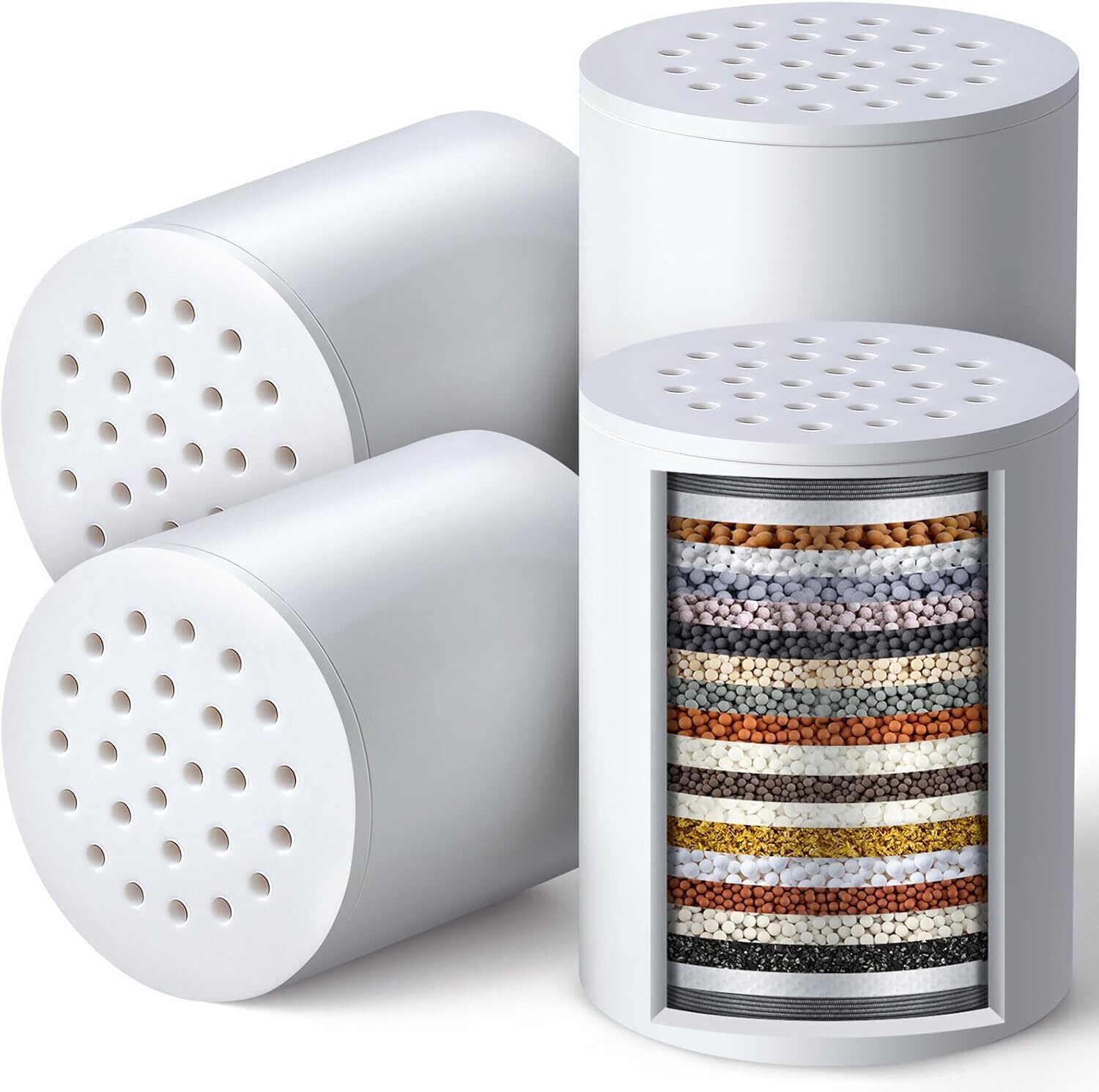 4Pcs 20-Stage Shower Head Filter Replaceable Filter Cartridges for Hard Water
