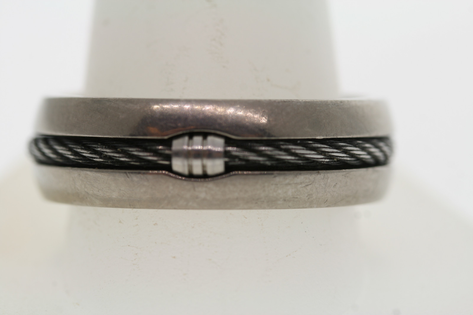 Titanium Black Cable Inlay 7mm Band Ring