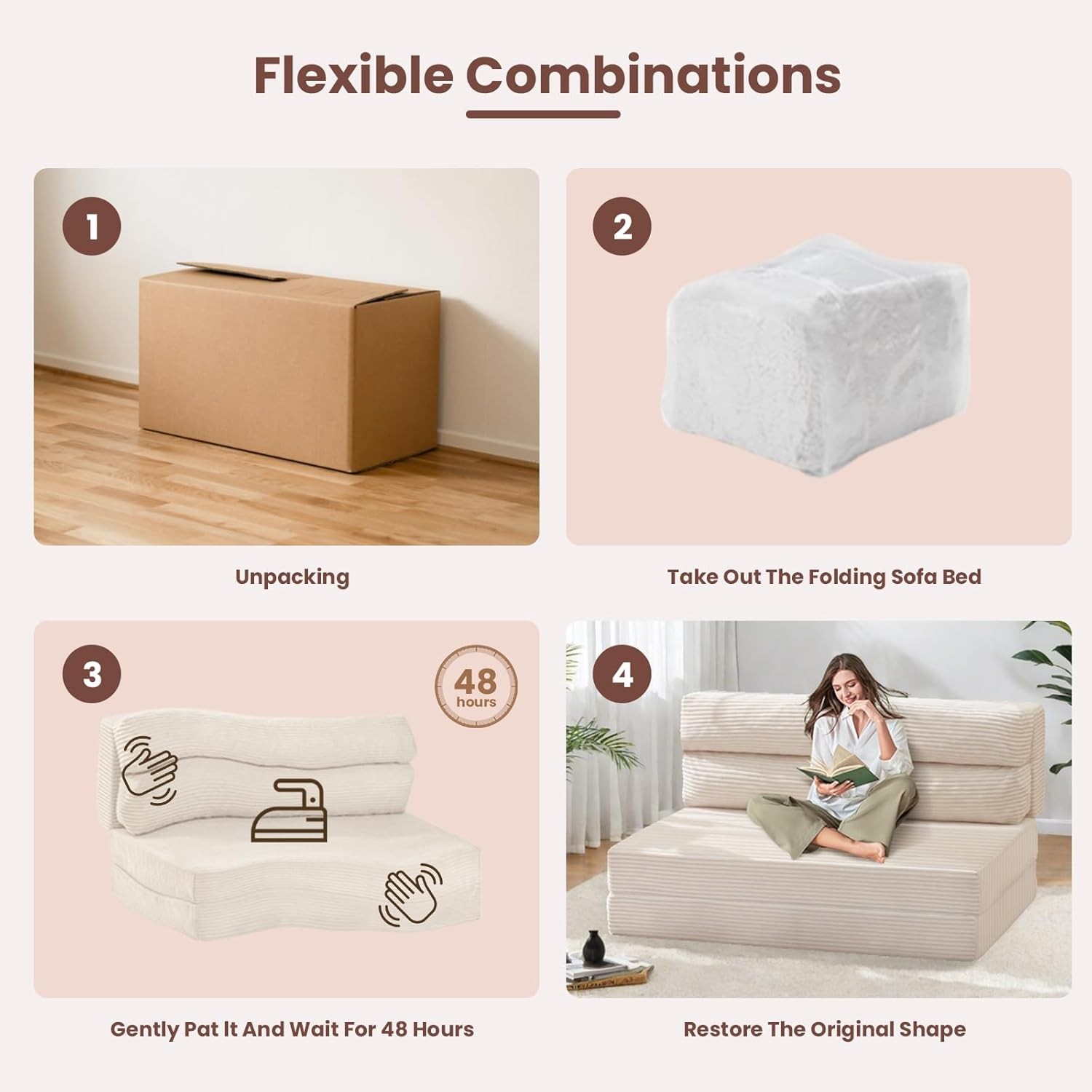 Folding Mattress Full 3 in 1 Convertible Sofa Bed Foldable Couch Bed Floor Couch