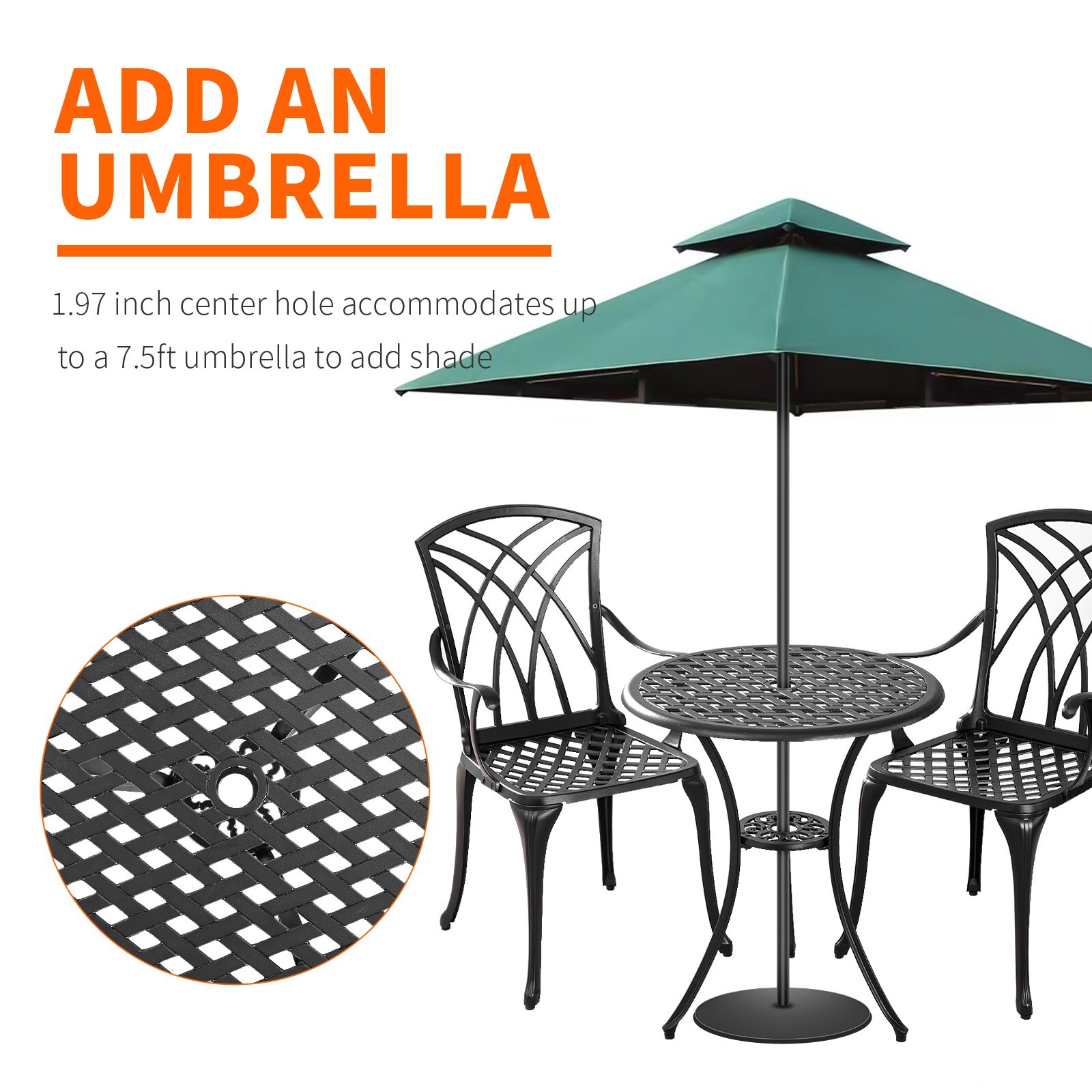3 PCS Outdoor Cast Aluminum Bistro Sets All Weather Patio bistro Table and Chair