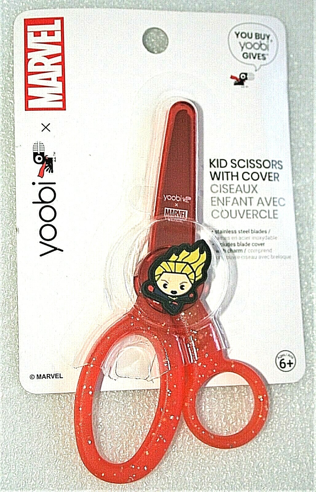Comics Captain Marvel Yoobi Kids School Scissors with Cover New MOC