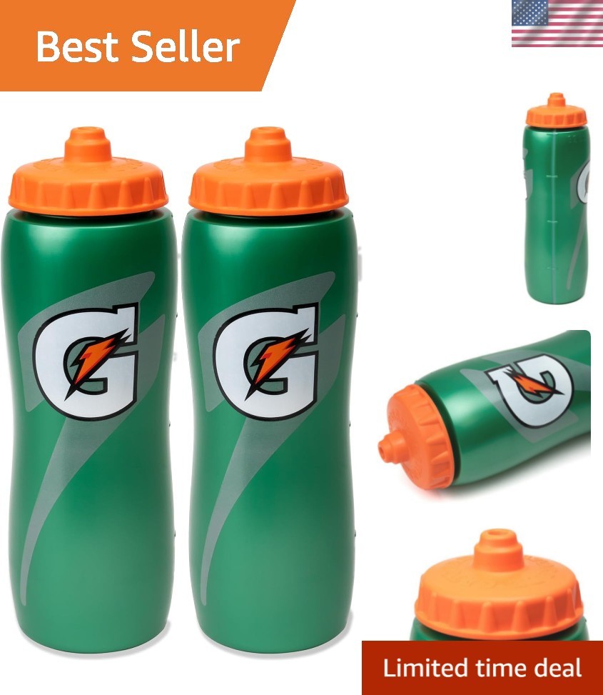 32 Oz Squeeze Water Sports Bottle - Pack of 2 - New Easy Grip Design
