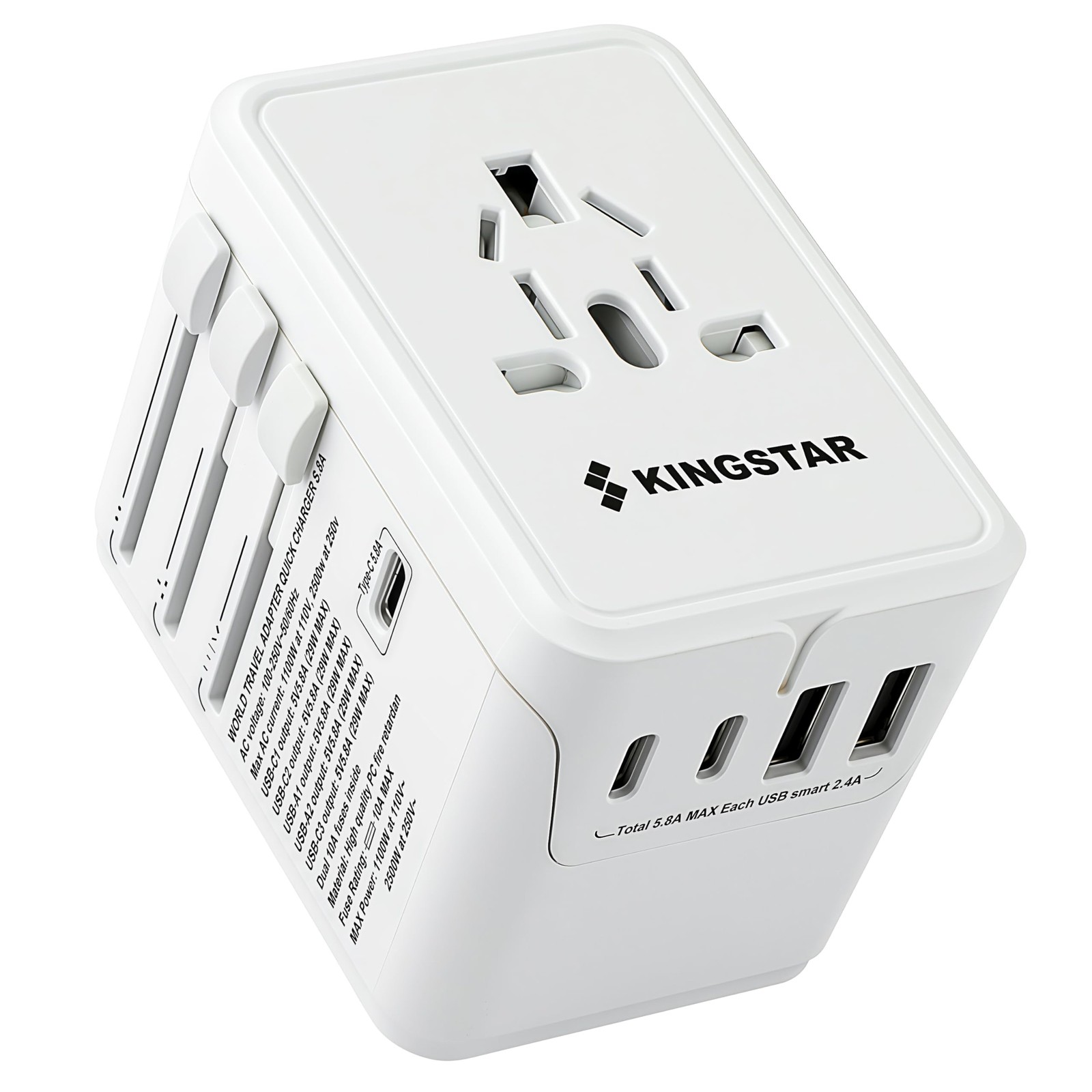Universal International Plug Travel Adapter, 6 in 1 Wall Charger with 3 Type-...