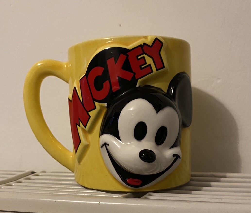 Vintage Mickey Mouse Yellow 3D Mug Made In Japan Walt Disney