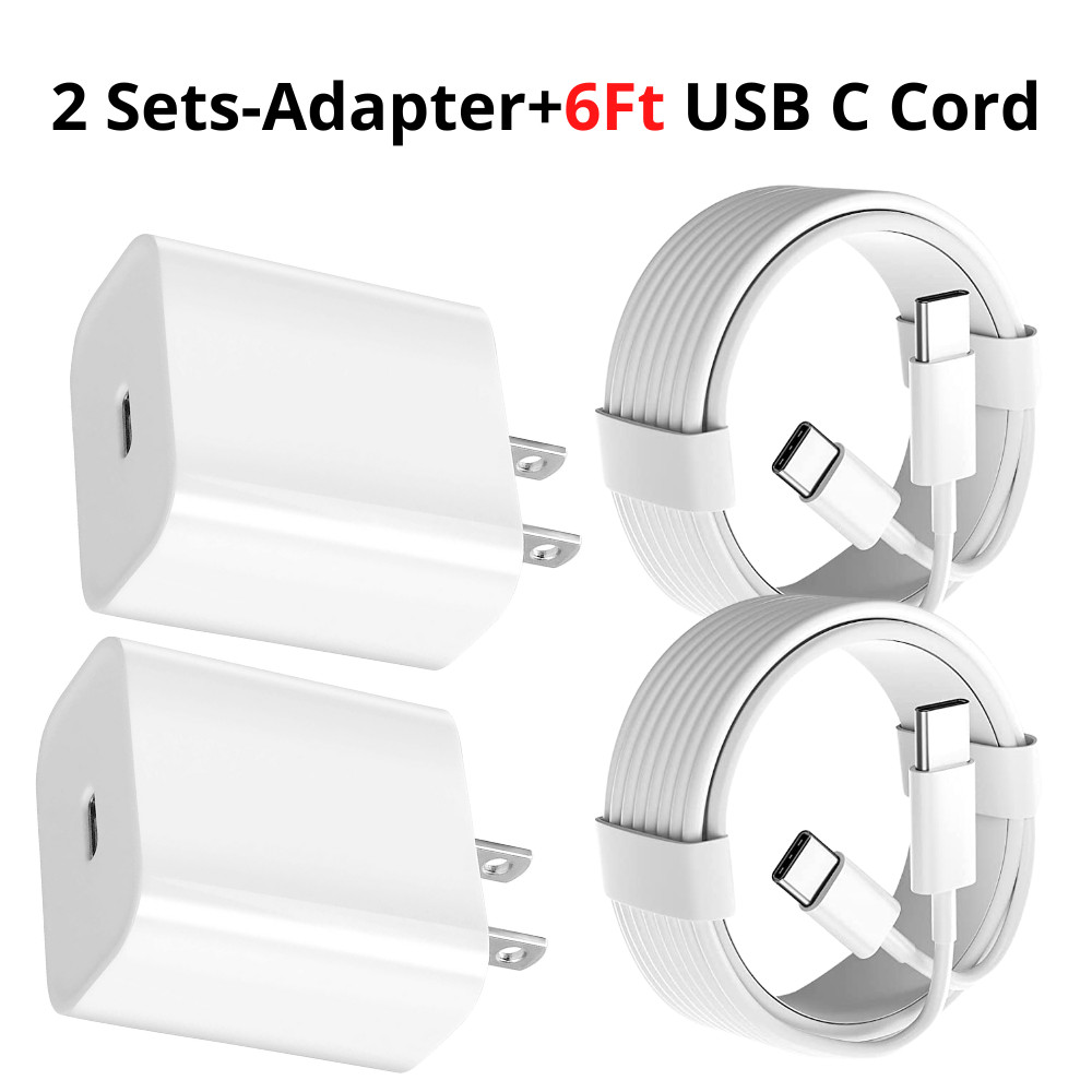20W USB C Power Adapter Brick Fast Charger Cable For Android iPhone 15 iPad Pro