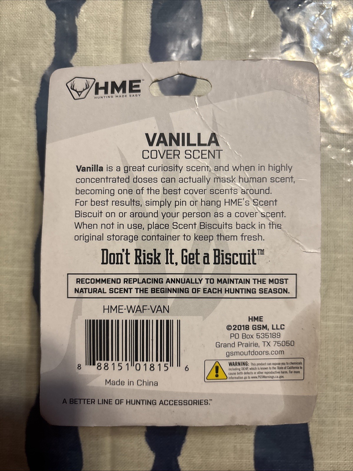 HME Scent Biscuit Vanilla Scent Cover