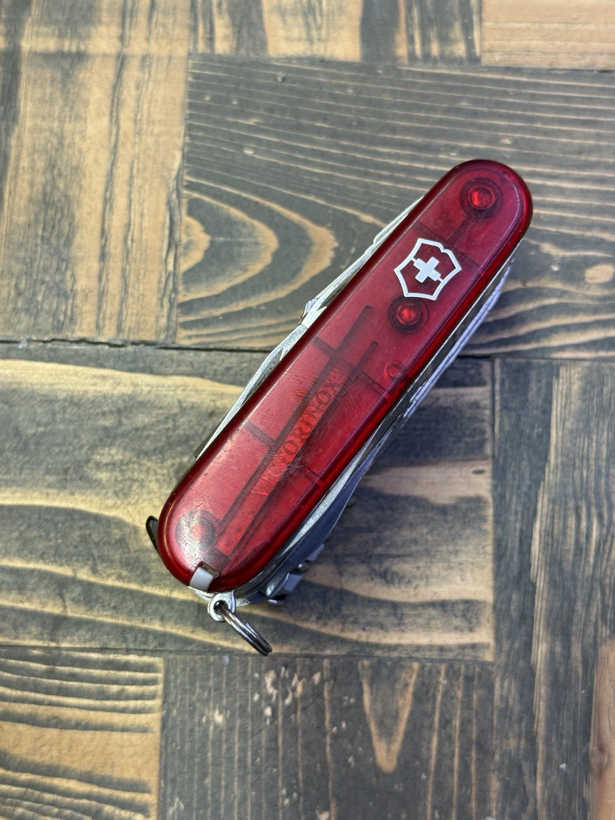 Swisschamp XLT w/ Sheath Used 91mm Ruby Plus Scales All Bits Clean Used