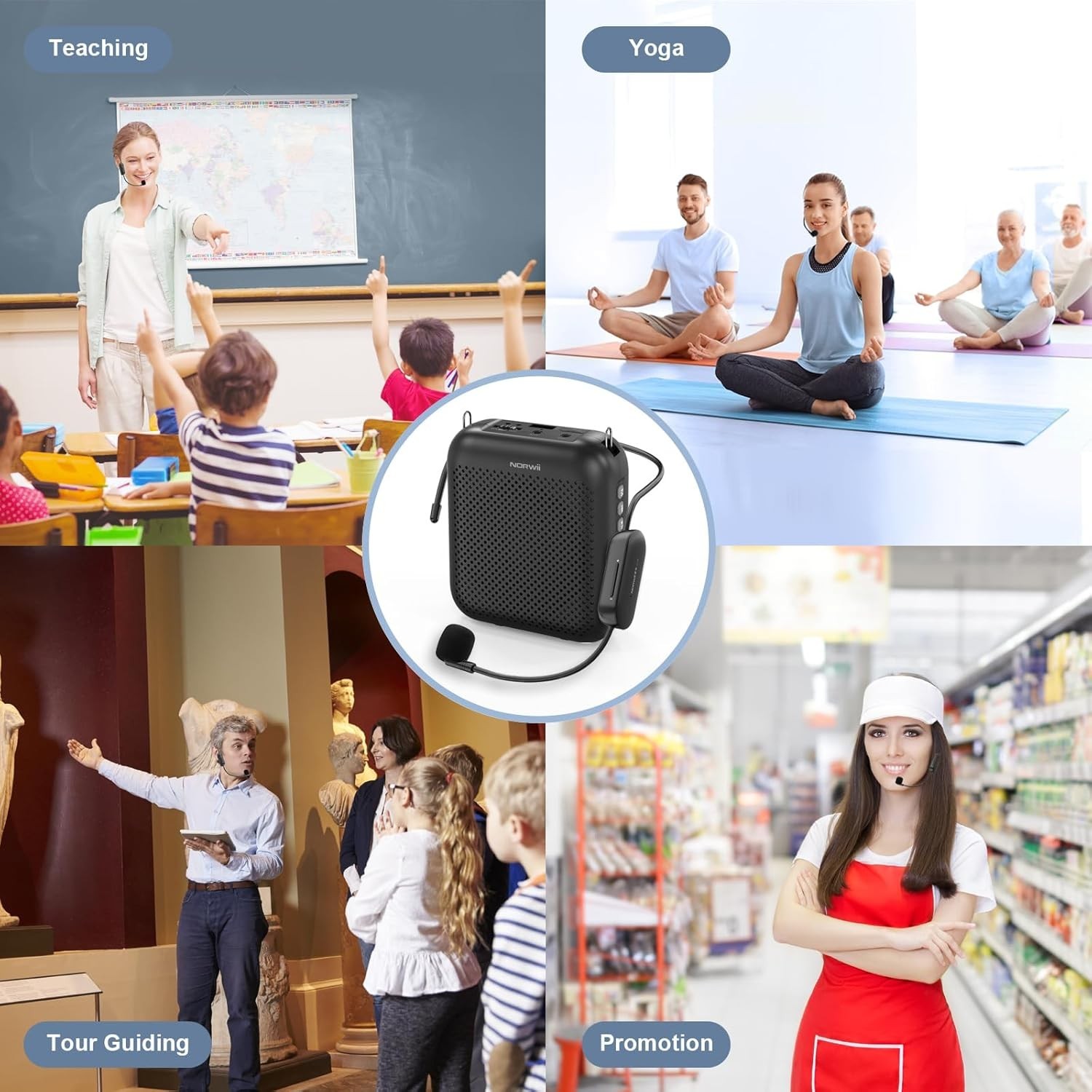 Voice Amplifier Wireless Microphone , 4000mAh Portable Rechargeable Bluetooth...