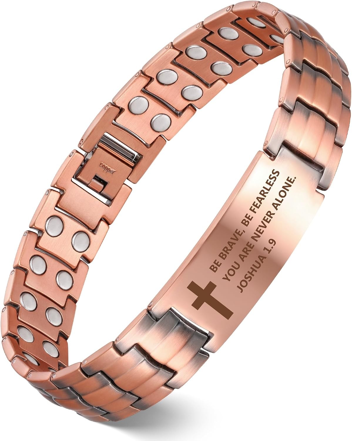 Feraco Copper Cross Bracelet for Men,Magnetic Therapy Bracelet with 46 Magnets -