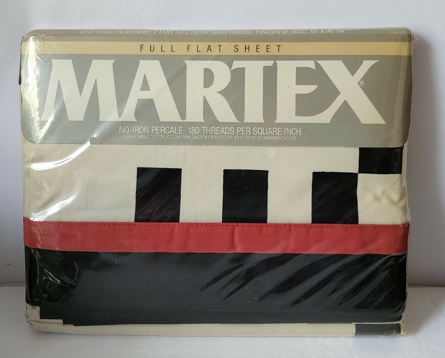 VTG Martex Trio neutral Bed Sheet Full Flat Sheet Black &  Red & Black New