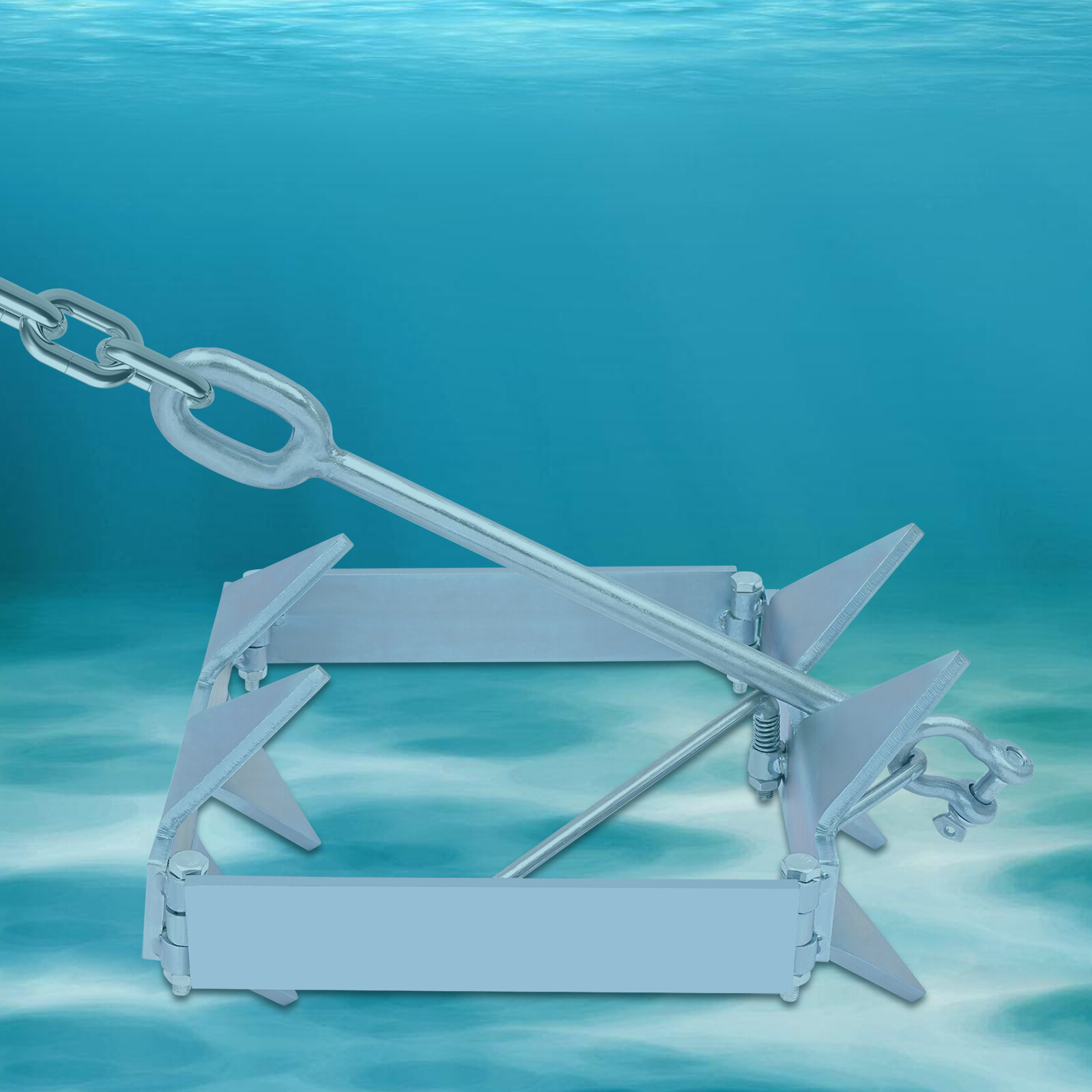 Boat Anchor Kit Sliding Cube Anchor 13lb Galvanized Steel For Boat Ship Foldable