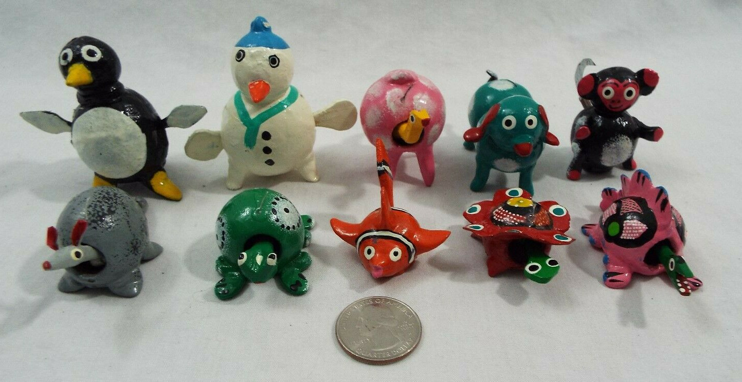 Lot of 10 Assorted Bobble Head Various Animals Dragon Snowman Turtle Camel Fish