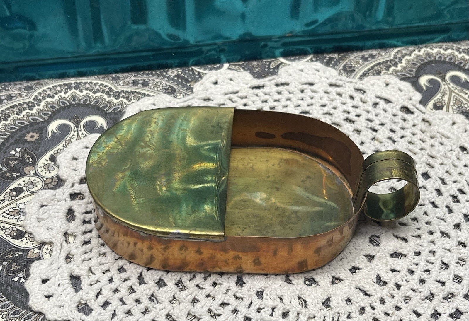 Vintage Small Dutch Brass Copper Musician Collection Box