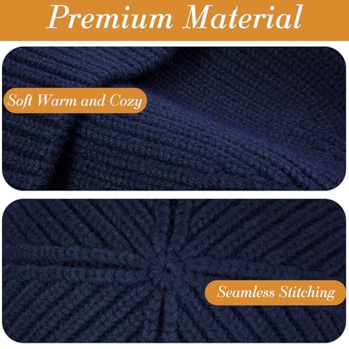 Fisherman Beanies for Men Women, Soft Warm Knit Winter Hats Trawler Navy Blue