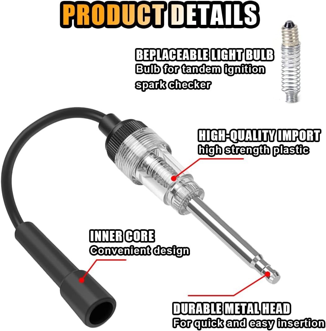 2 PCS Inline Spark Plug Tester - Battery Powered Ignition Coil Diagnostic Tool