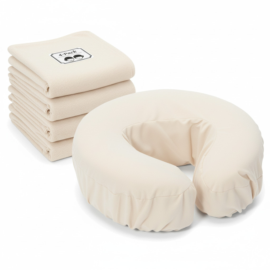 Flannel Fitted Face Rest Covers – Cotton Cradle Cushion Protectors – Set of 4