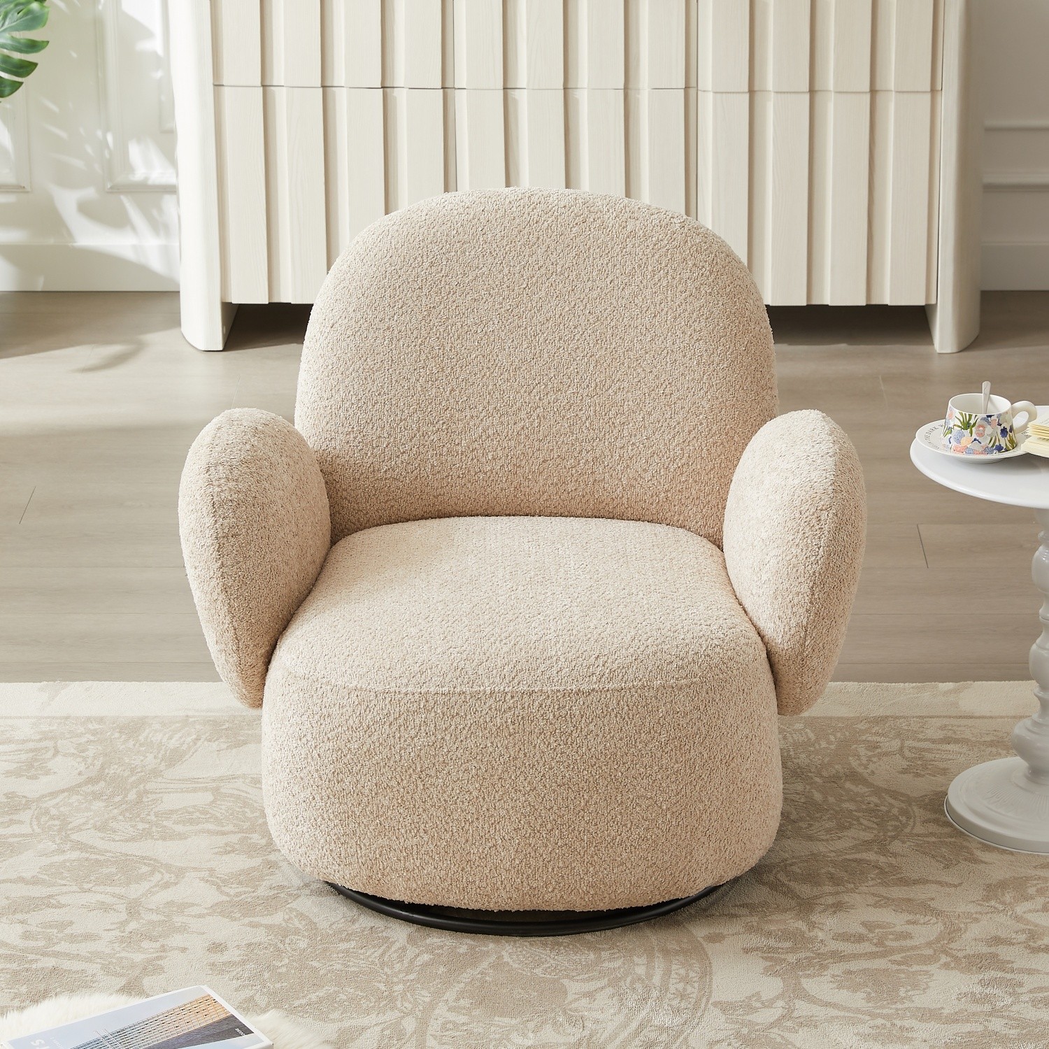 360° Swivel Accent Chair Club Chair Lounge Armchair Single Sofa Chair Beige/Gray