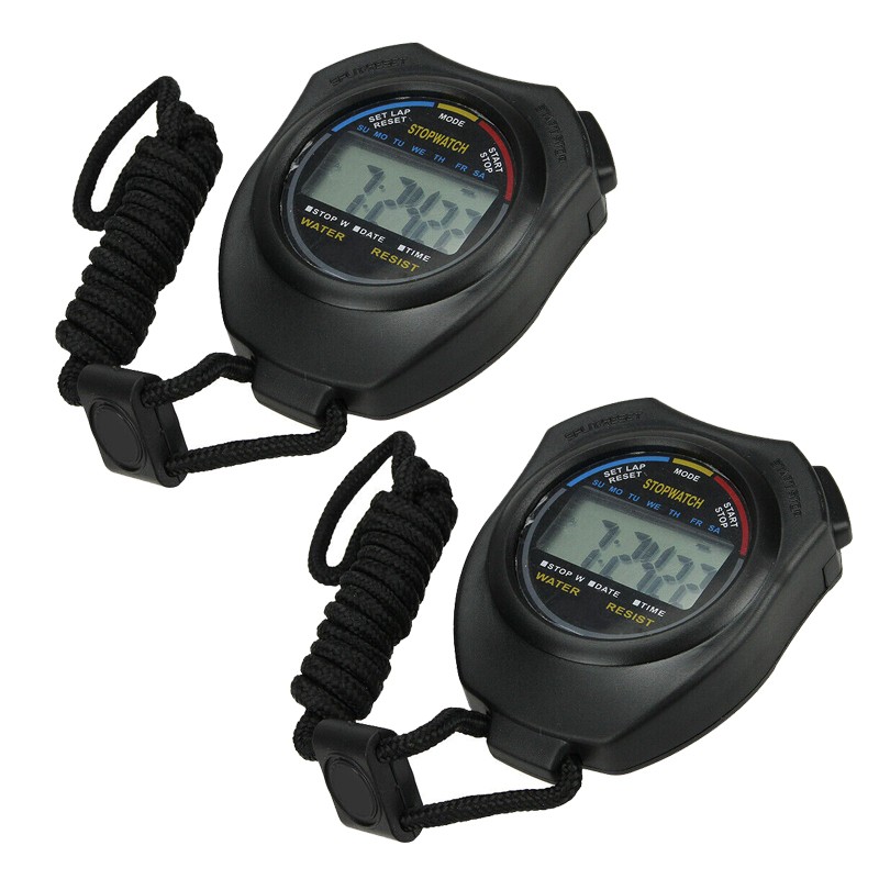 2x Professional Electronic LCD Timer Digital Sport Stopwatch Counter Timer US