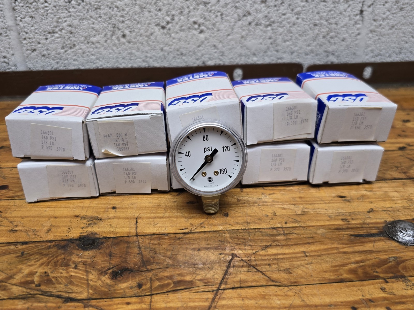 Lot Of 10 US GAUGE 160psi Pressure Gauges 1-1/2" NEW Made In USA
