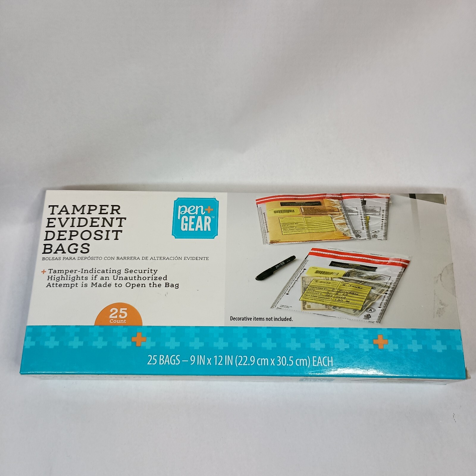 Pen + Gear 9"x12" Tamper Evident Clear Deposit Bags 4 Cash or Coins 25pk