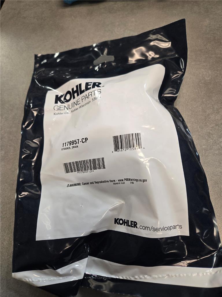 = Kohler 1179957-CP Strainer Drain 885612105899 NEW Factory Sealed