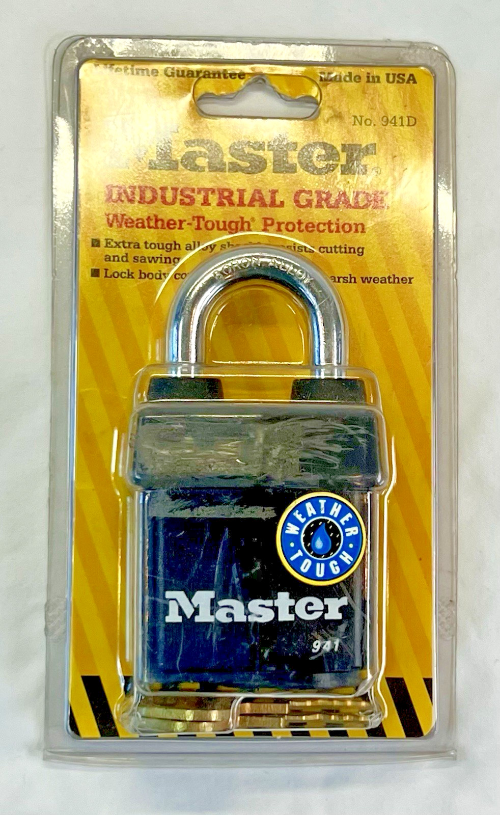 MASTER LOCK Weatherproof Padlock 941D Industrial 2-1/8" Wide + 5-16" Shackle