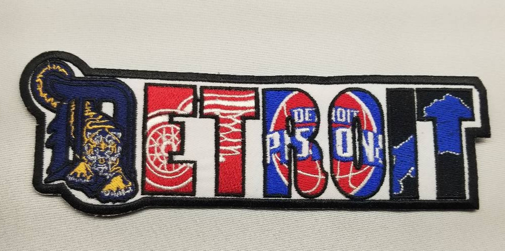 Detroit Sports City Patch Tigers Lions Pistons Red Wings Embroidered Iron On Sew