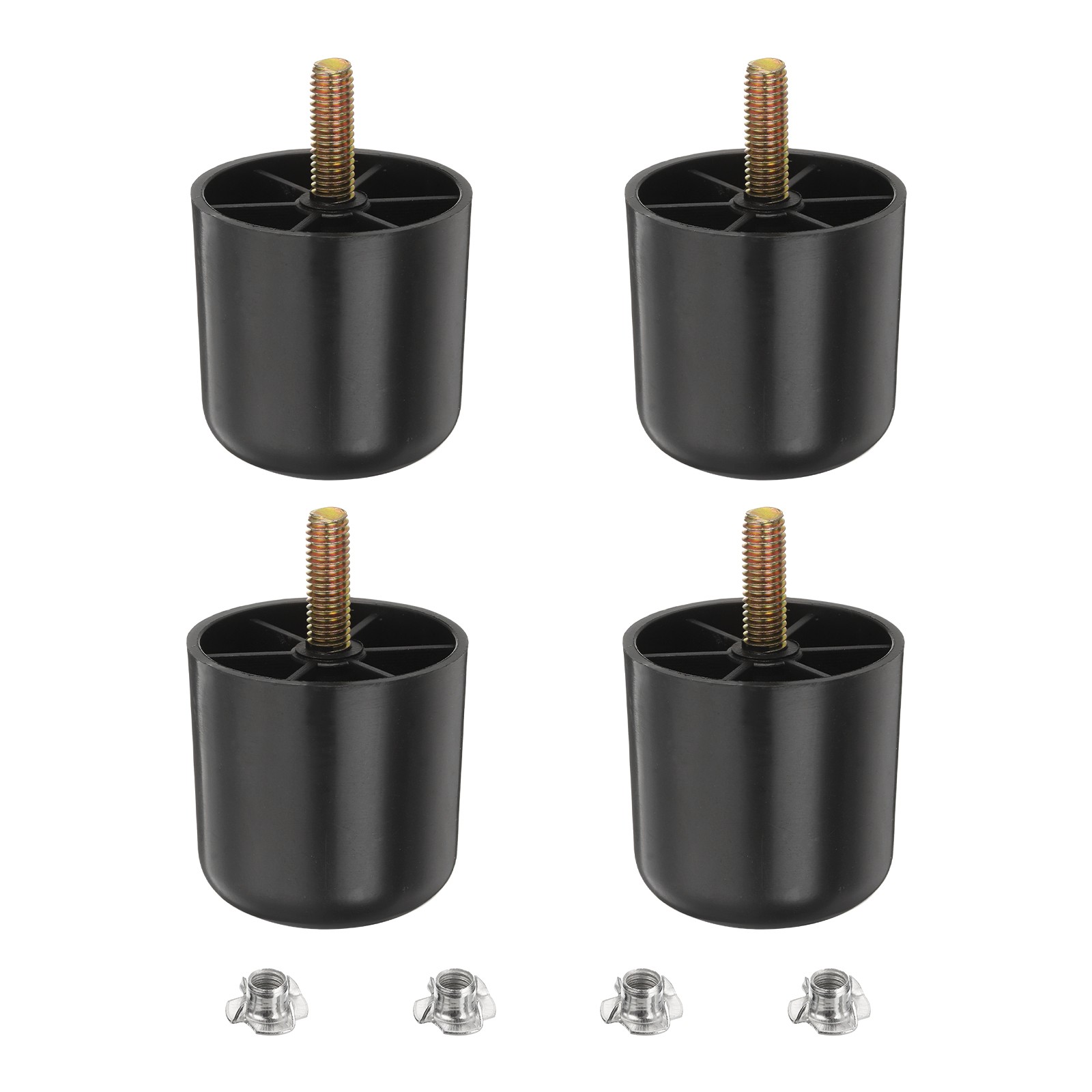 2 Inch Plastic Round Tapered Furniture Legs Set of 4 with M8 Hanger Bolts