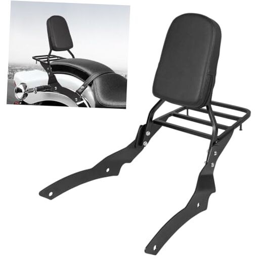Passenger Backrest Sissy Bar with Luggage Rack Black (For 1996-2017 Custom)