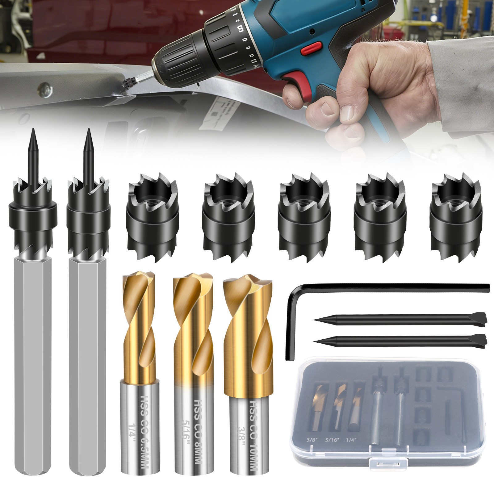 13x 3/8" 5/16" Spot Weld Cutter Remover Drill Bit Double Sided for Auto Repair