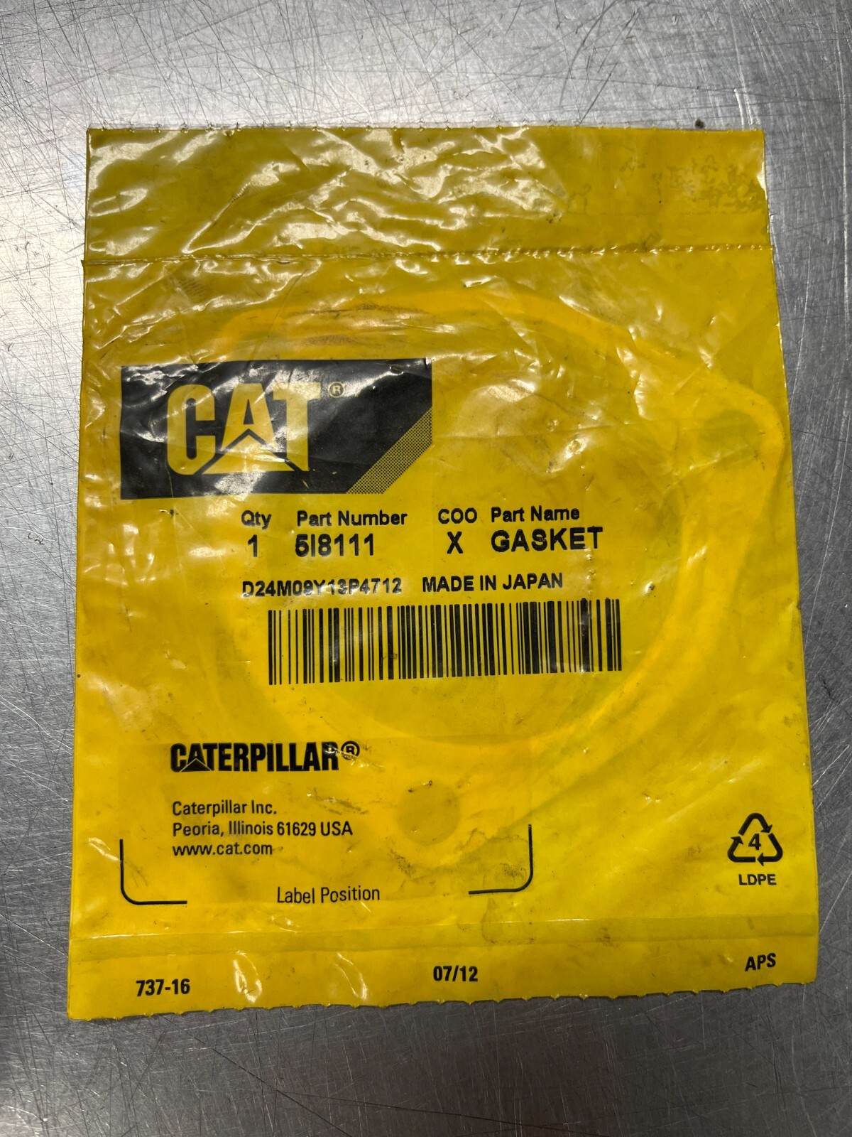 5I8111  Genuine OEM CAT  GASKET    CATERPILLAR  5I-8111