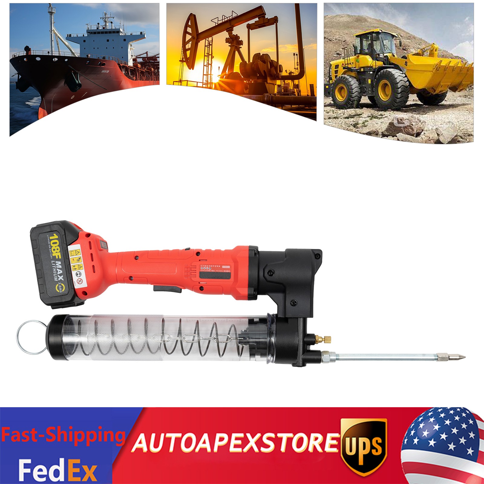 Electric Grease Gun Battery Powered with Hose 12000 PSI Cordless Grease Gun