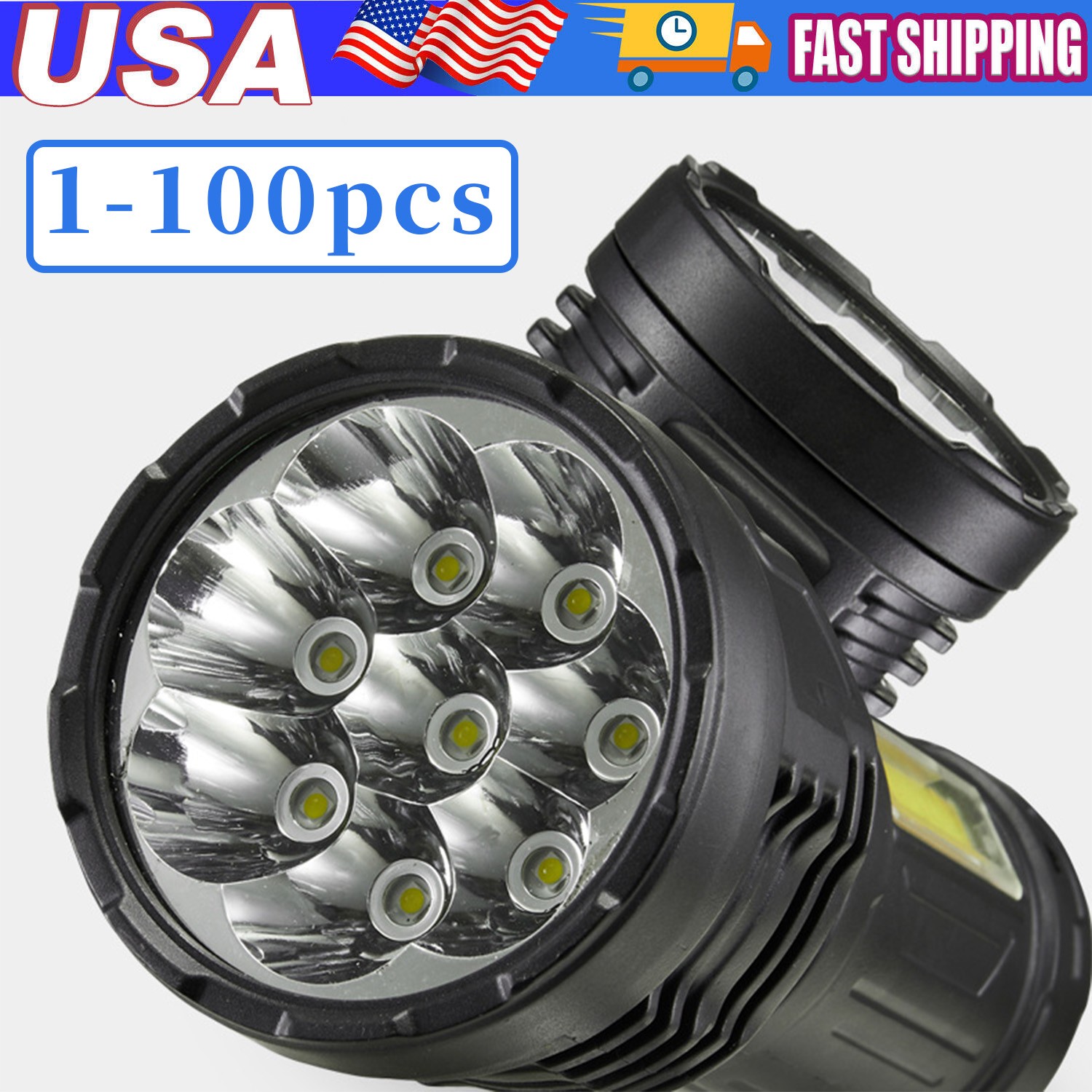 Super Bright 12000000LM Torch 8 LED Flashlight USB Rechargeable Tactical lights