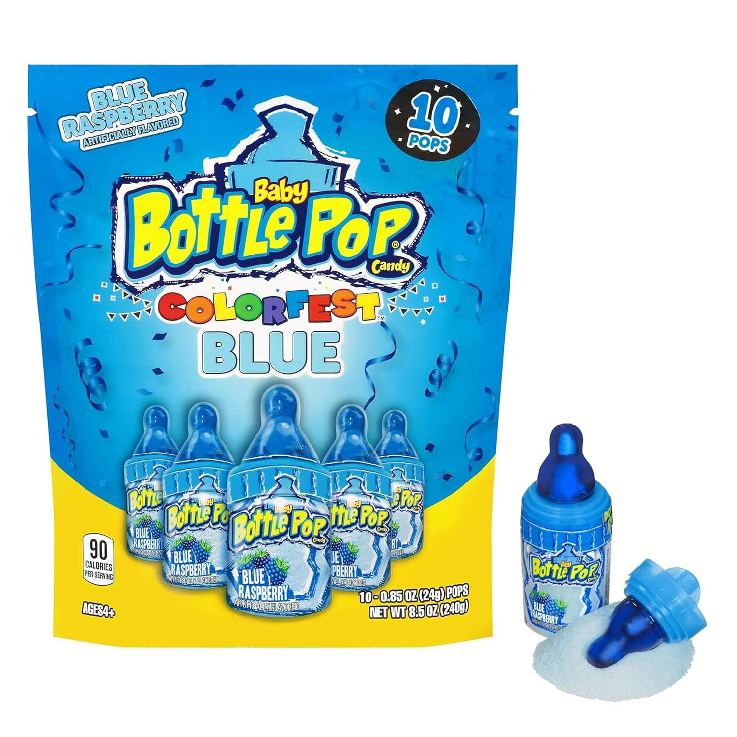 Blue Raspberry Lollipops - 10 Count Individually Wrapped | Hard Candy Suckers -