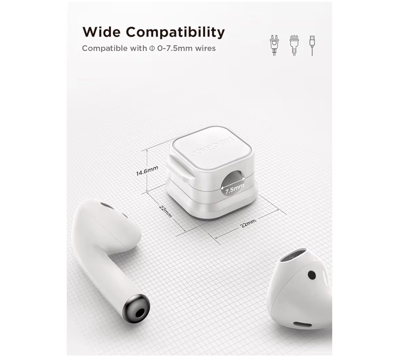 JOYROOM 6 Pack Magnetic Cable Clips [Cable Smooth Adjustable] “Cable Management”