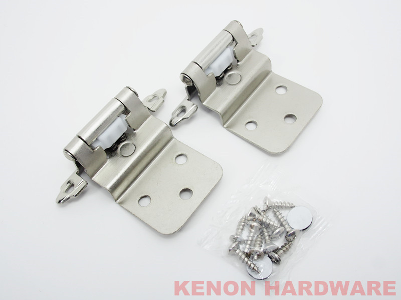 Lot of 25 Pairs (50pcs) Self Closing 3/8" Inset Cabinet Hinges - Satin Nickel