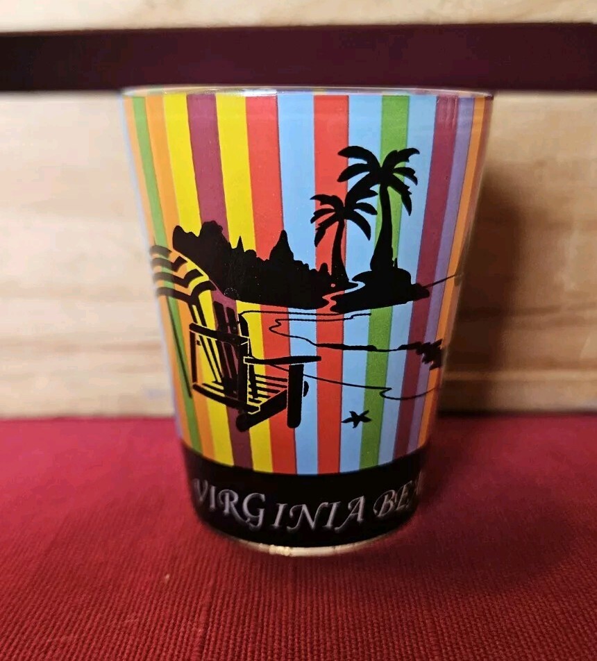 Virginia Beach Bright Multicolored Striped Souvenir Shot Glass