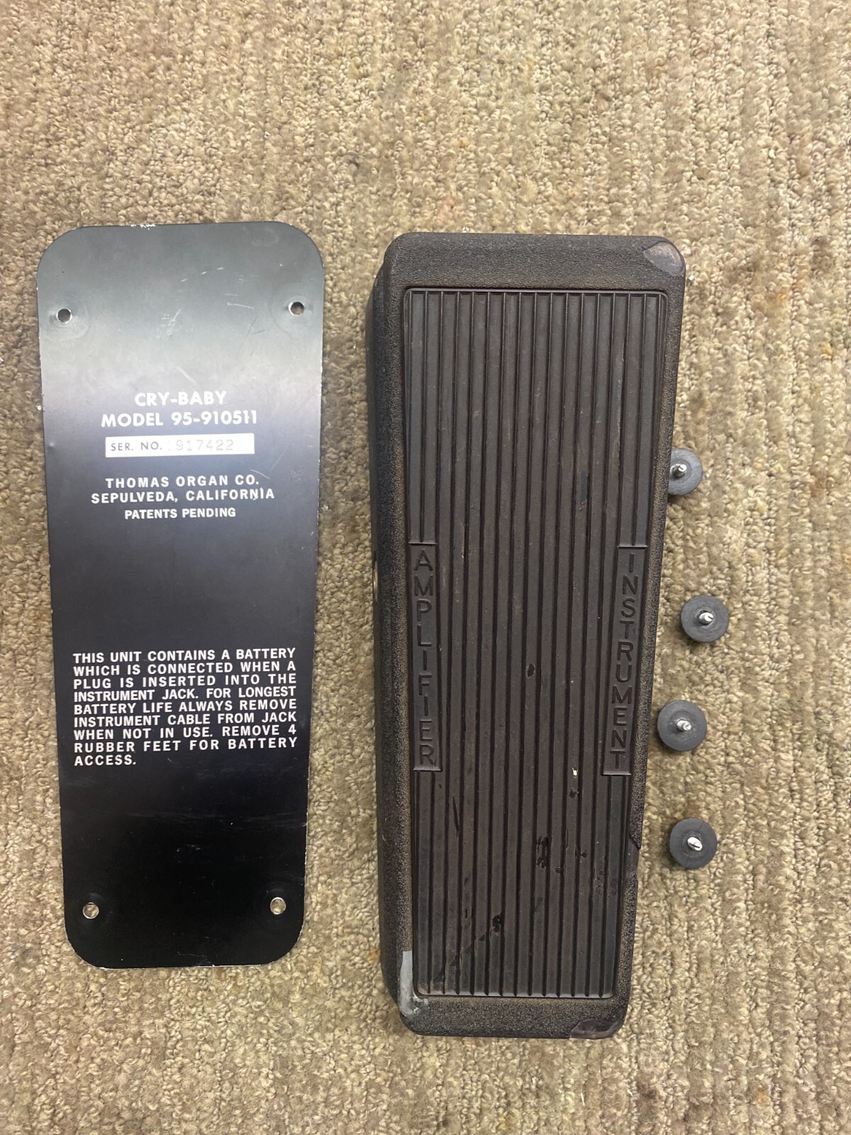 Thomas Organ Cry-Baby Model 95-910511 Wah Vintage Effect Pedal